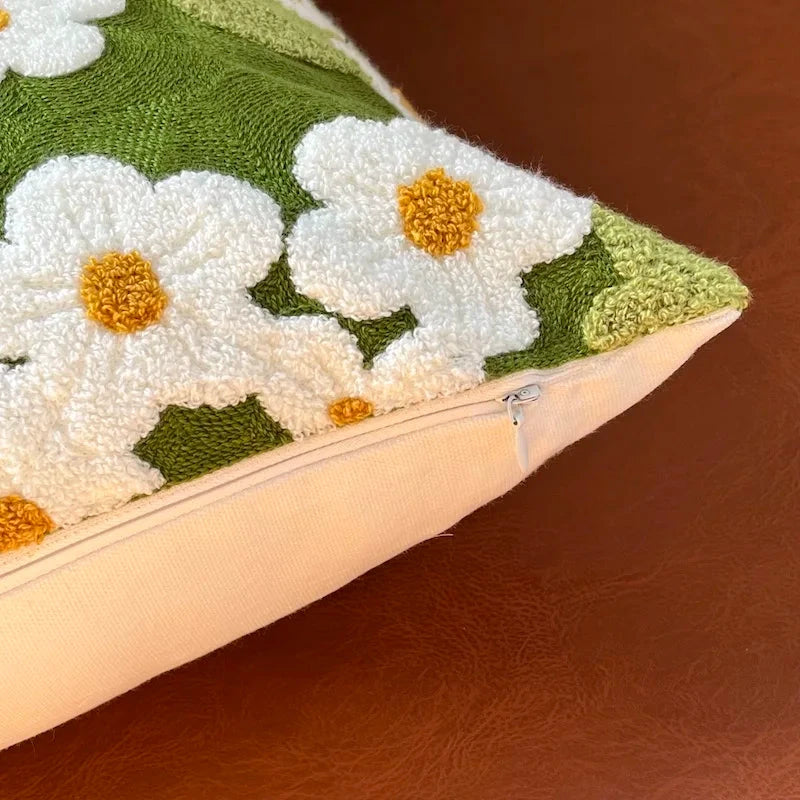 Flower Garden Embroidery Cushion Cover by Bowlift