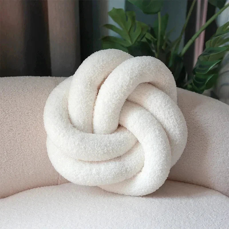 Nordic Cotton Boucle Knot Pillow by Bowlift