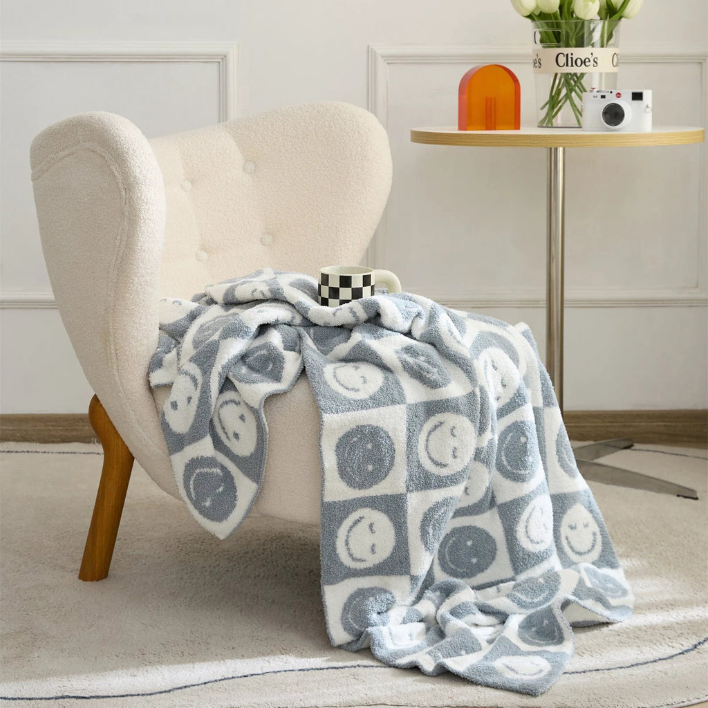 Smiley Checkered Blanket by Bowlift