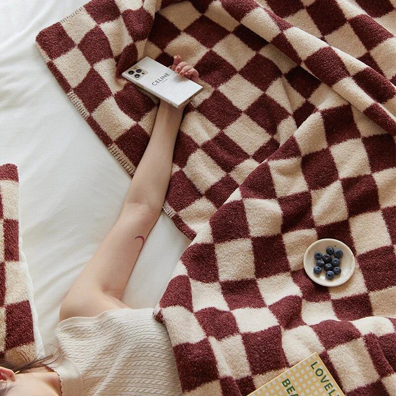 Plain Checkerboard Throw by Bowlift