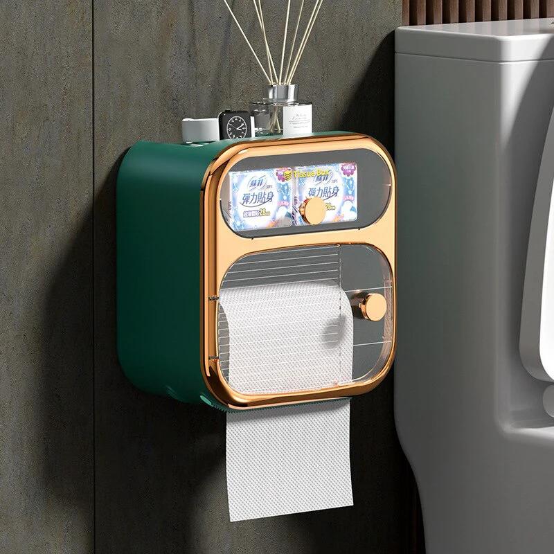MultiBox Wall-Mounted Toilet Paper Towel Storage Box by BowLift