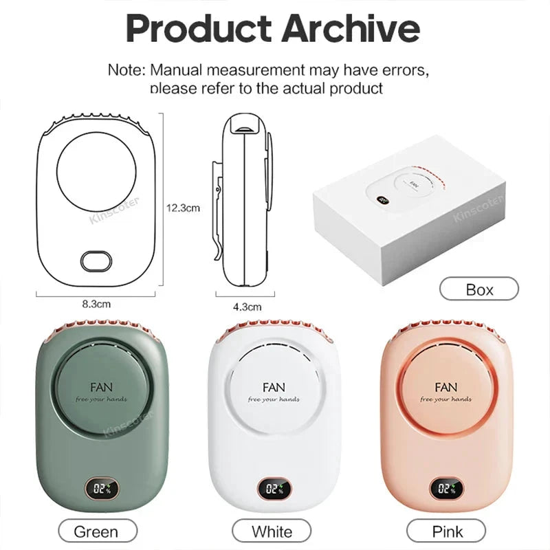 VENTIWISE Mini Fan | 3-Speed Turbo | LED Display & Battery 2000 mAh | Compact & Rechargeable by BowLift