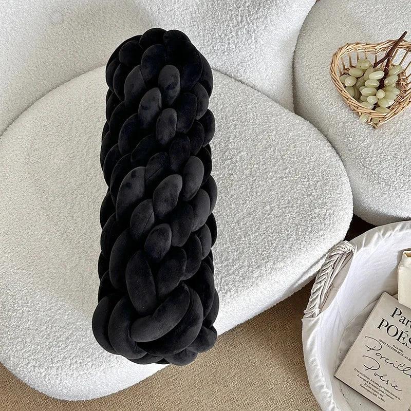 Braided Twist Pillow – Long Decorative Cushion for Sofa & Bed by Bowlift