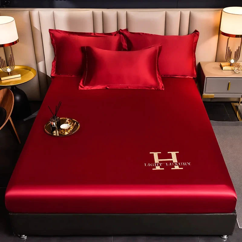 Solid Color Silk Bed Sheet by BowLift