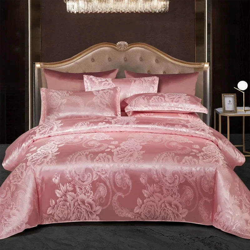 Satin Rayon Jacquard Duvet Cover Set 264x229cm – Luxury Summer Bedding for Comfortable Sleep & Home Décor by BowLift