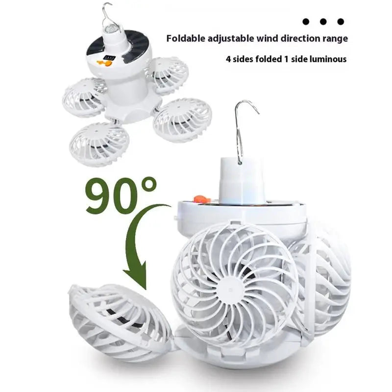 Ventolux Solar Camping Lamp with Fan | Foldable & Portable | 3 Wind Levels & LED Lighting | For Tent, Terrace & Outdoor by BowLift