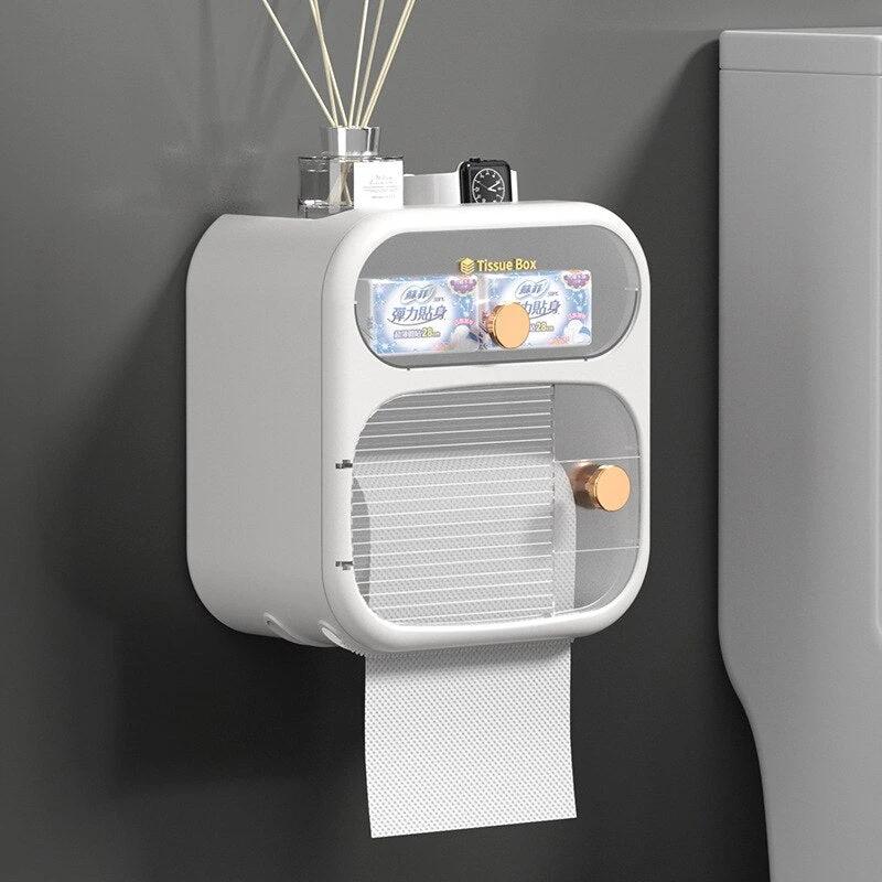 MultiBox Wall-Mounted Toilet Paper Towel Storage Box by BowLift