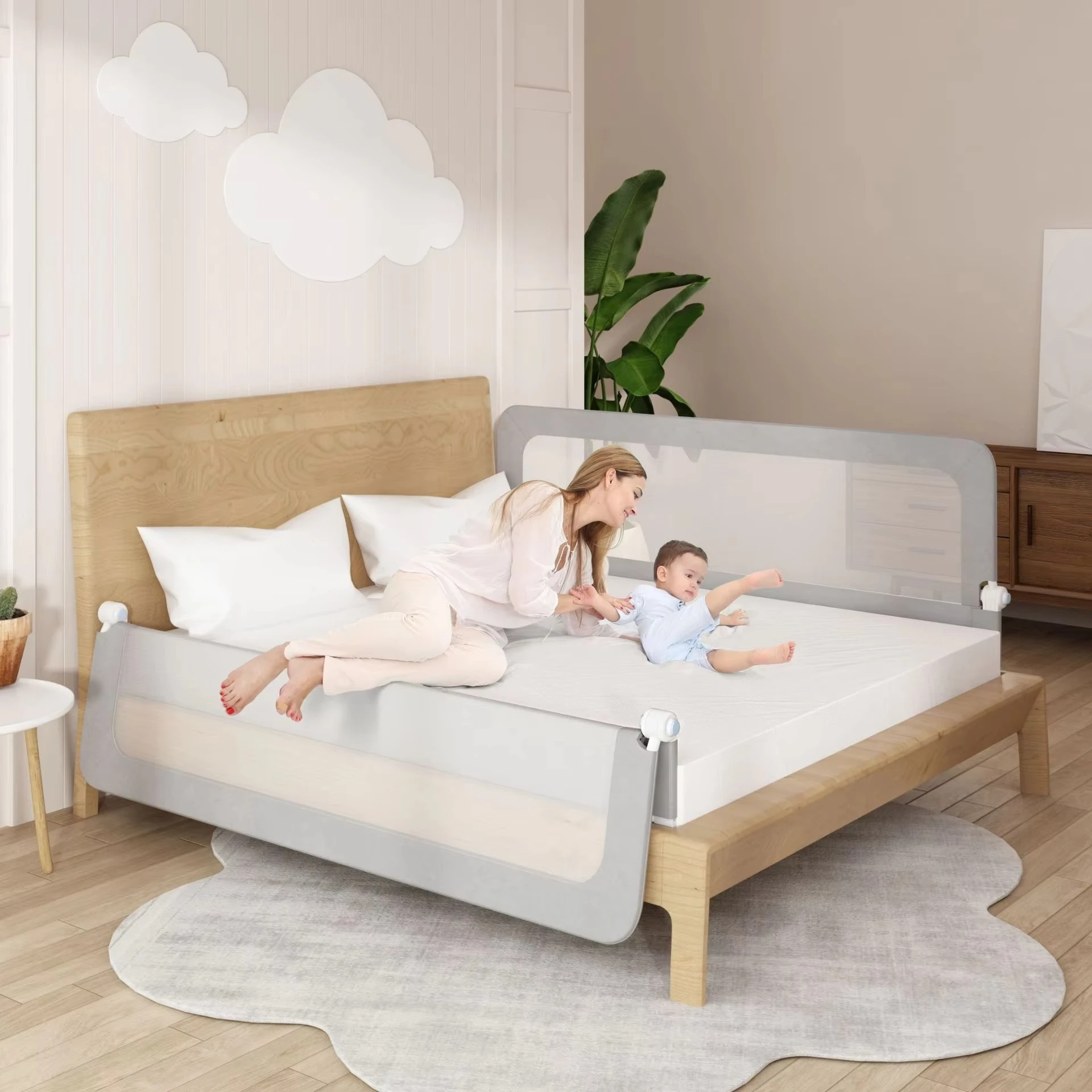 Adjustable Baby Crib Bed Guardrail Fence for Safe Sleep by BowLift
