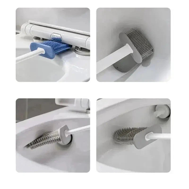 Toilet Brush HygieBrush DuoClean | 2-in-1 Silicone Toilet Brush Set with Wall Mount | Antibacterial & Space-Saving by BowLift