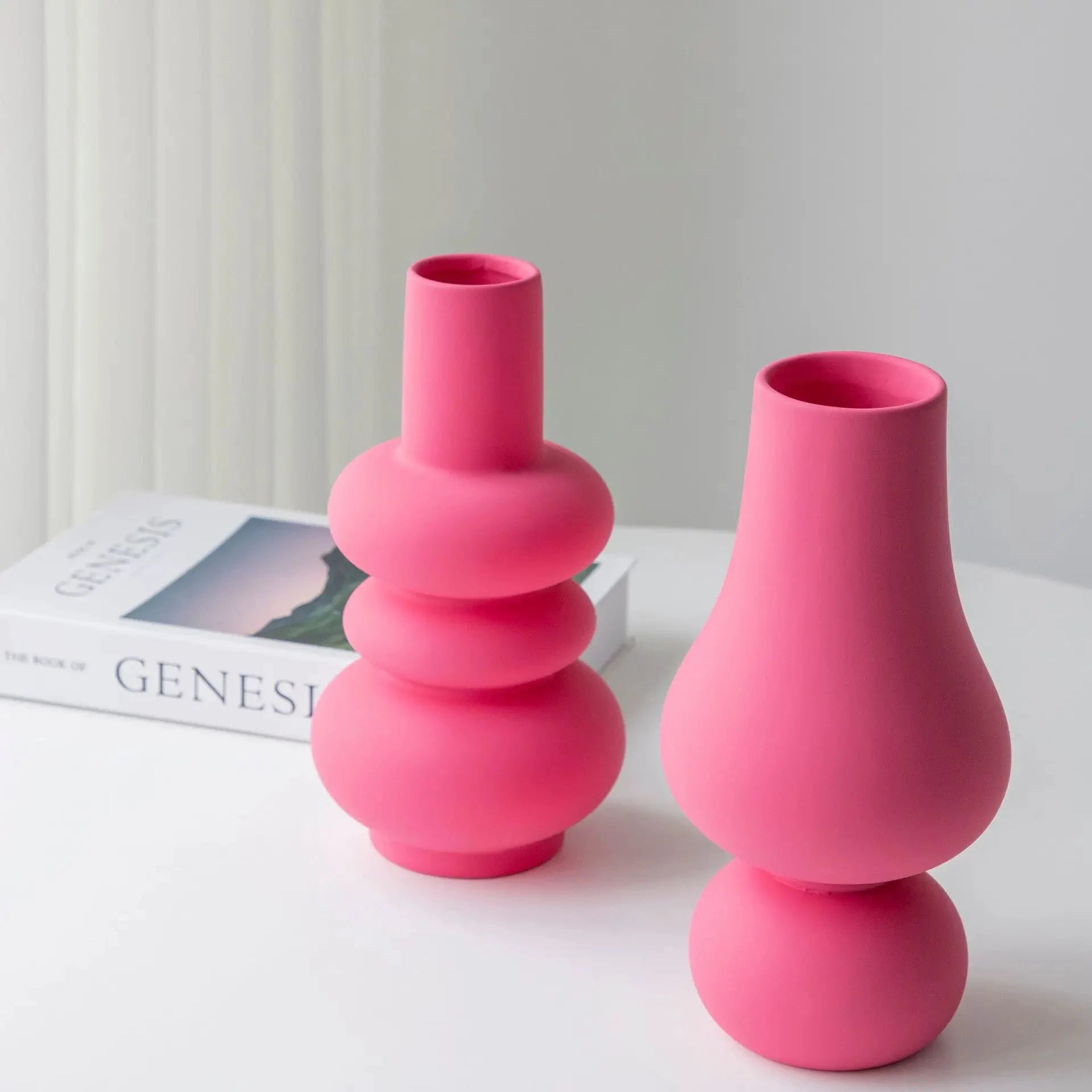 Vivid Pink Ceramic Vase by Bowlift