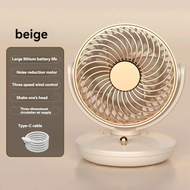 BreezeLoop Table Fan with 360° Rotation | USB Fan with 3 Speeds & Battery | Quiet & Compact | For Office, Bedroom & Home by BowLift