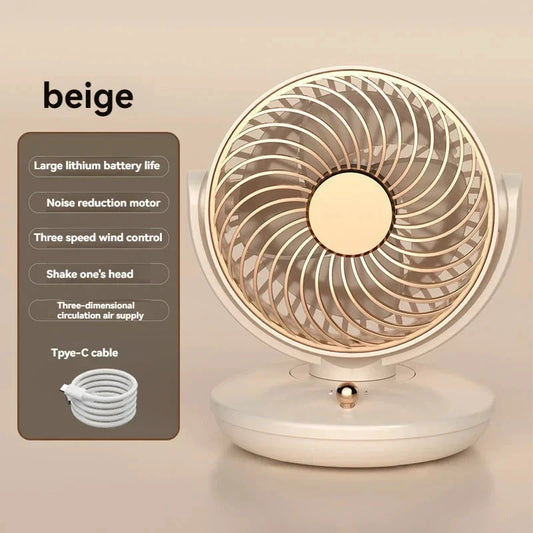 BreezeLoop Table Fan with 360° Rotation | USB Fan with 3 Speeds & Battery | Quiet & Compact | For Office, Bedroom & Home by BowLift