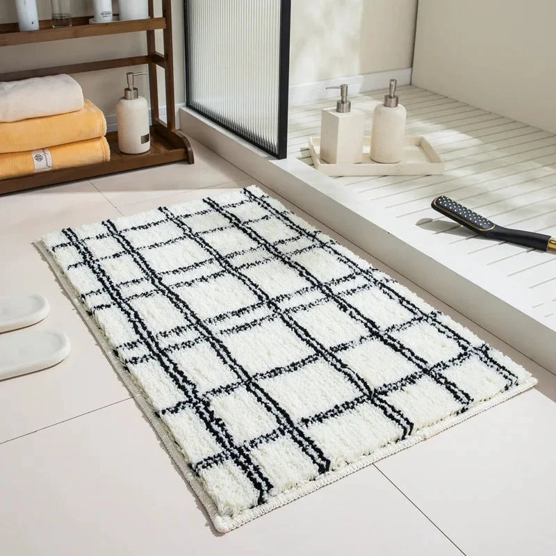 Modern Grid Tufted Bath Mat by Bowlift