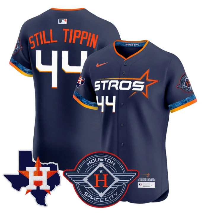 Still Tippin Jersey #44 Houston Astros 2025 City Connect Texas Patch Premier Elite Stitched Navy by My Store