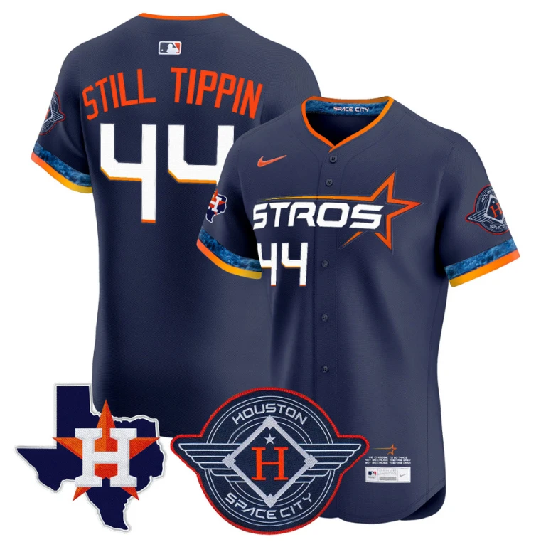 Still Tippin Jersey #44 Houston Astros 2025 City Connect Texas Patch Premier Elite Stitched Navy by My Store