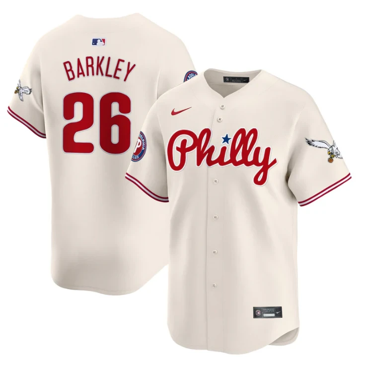 Saquon Barkley Jersey #26 Phillies and Eagles Vapor Premier Limited Stitched Cream by My Store