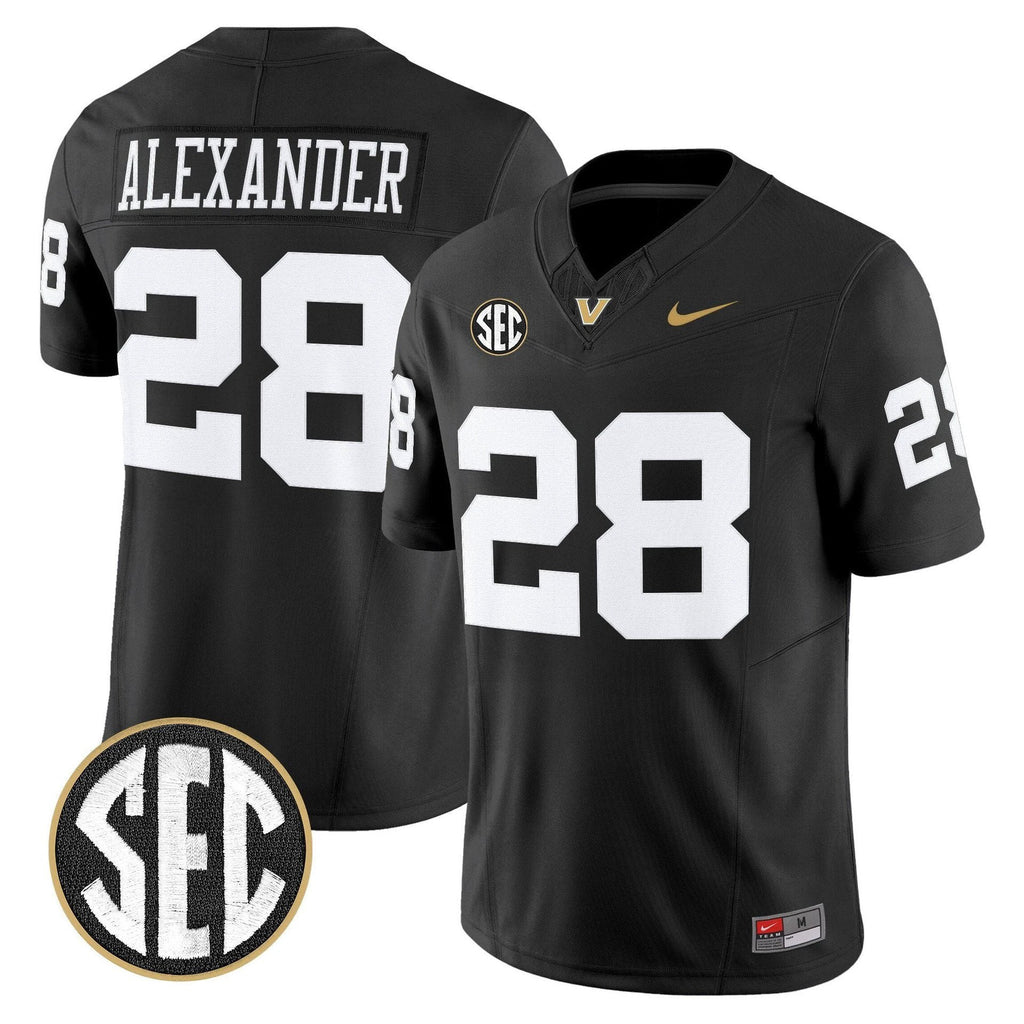 Sedrick Alexander Jersey #28 Vanderbilt Commodores 2025 Limited Stitched Black by My Store