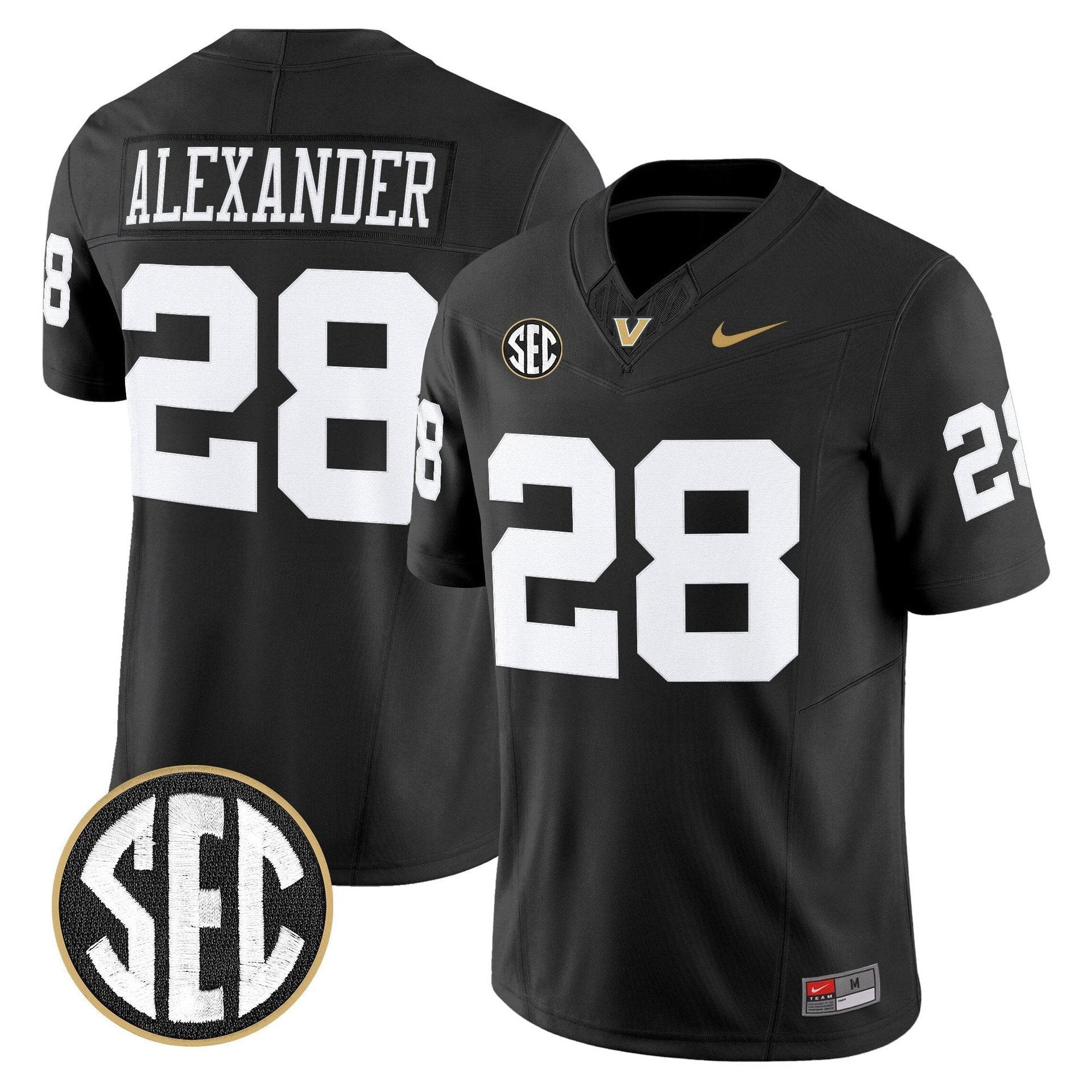 Sedrick Alexander Jersey #28 Vanderbilt Commodores 2025 Limited Stitched Black by My Store