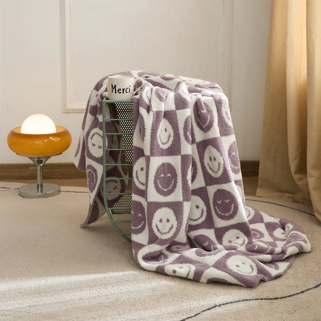 Smiley Checkered Blanket by Bowlift