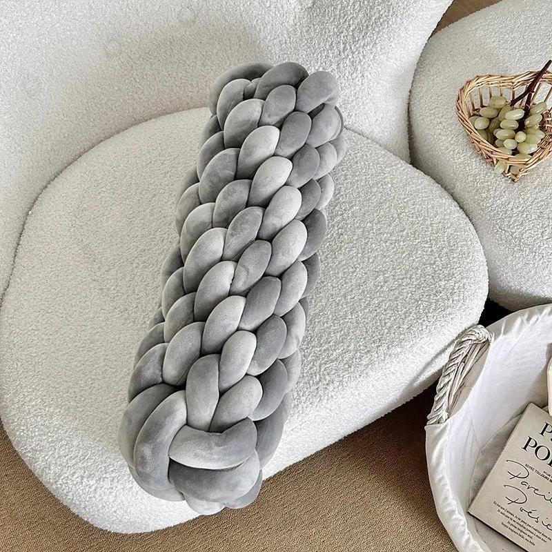 Braided Twist Pillow – Long Decorative Cushion for Sofa & Bed by Bowlift