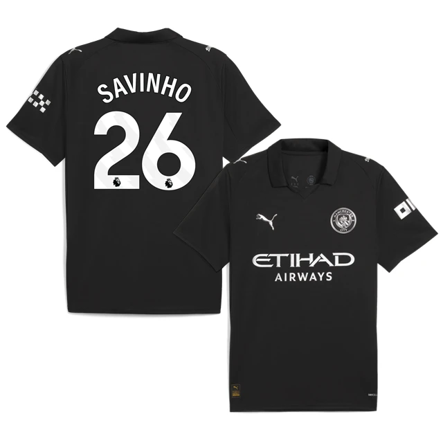 SAVINHO #26 Manchester City 2025-26 Away Jersey – Black by Soccer Jersey