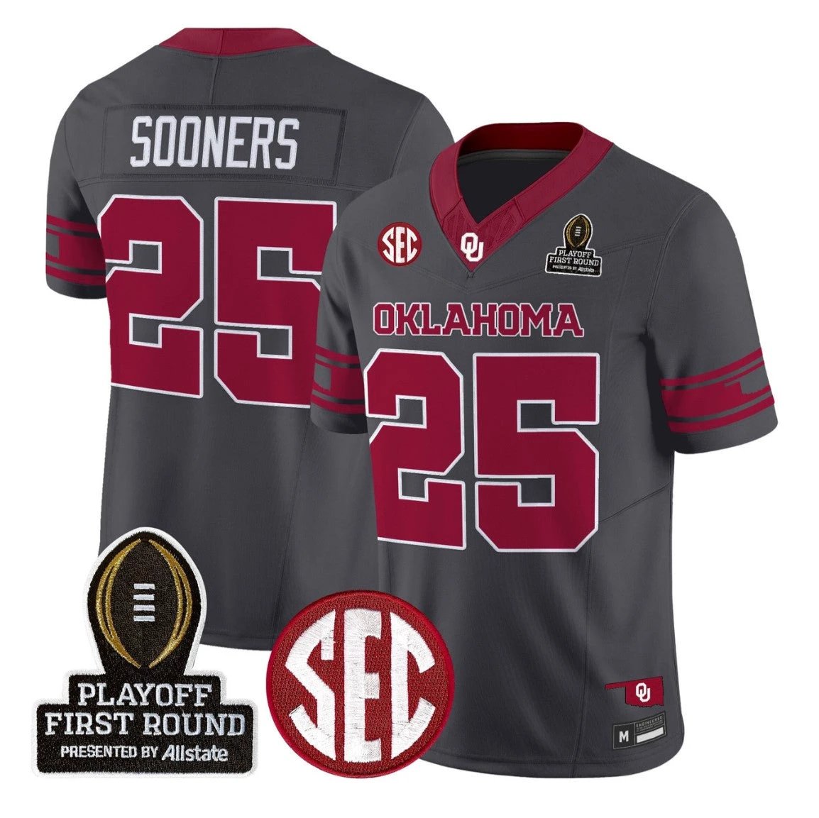 Sooners Jersey #25 Oklahoma Sooners 2025 Playoff First Round Stitched by My Store NCAA Football Jerseys
