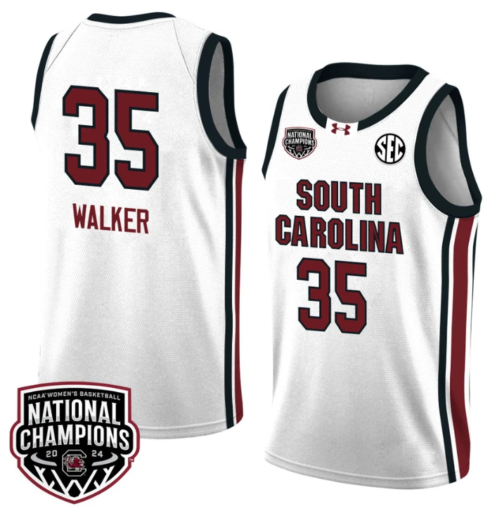 Sakima Walker Jersey #35 South Carolina Gamecocks 2024 NCAA Basketball National Champions White Red by My store basketball