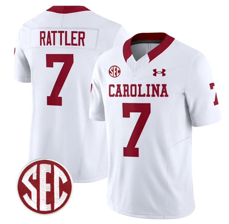 Spencer Rattler Jersey #7 South Carolina Gamecocks Football 1980 Throwback Vapor Limited SEC Patch White by My Store