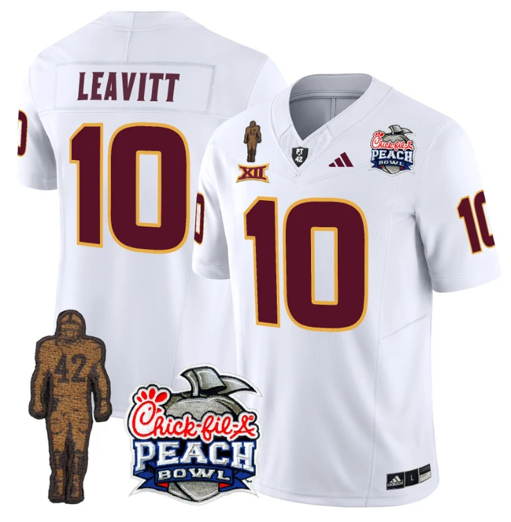 Sam Leavitt Jersey #10 Sun Devils Pat Tillman Peach Bowl Patch White by My Store