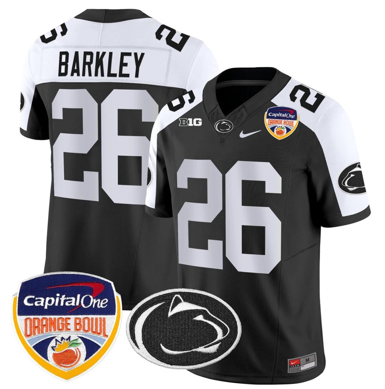 Saquon Barkley Jersey #26 Penn State Orange Bowl Patch Stitched Black Alternate by NCAA Football Jersey
