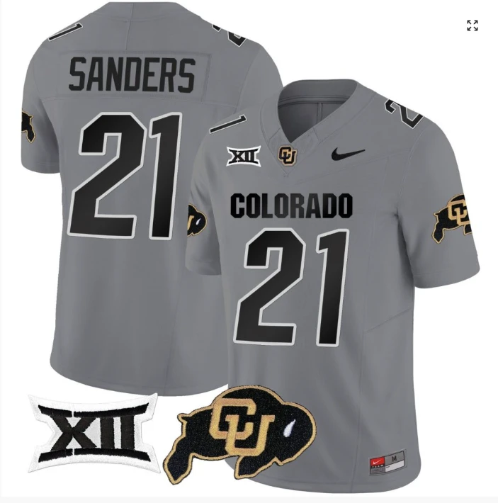 Shilo Sanders Jersey #21 Colorado Buffaloes Football Gray Home Alternative by My Store
