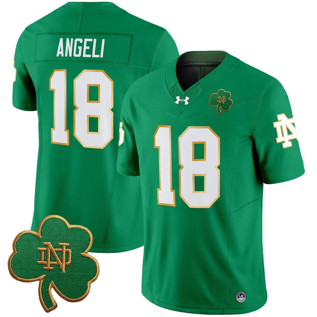 Steve Angeli Jersey #18 Notre Dame 2025 Vapor Limited V3 Stitched Green by My Store NCAA Football Jerseys
