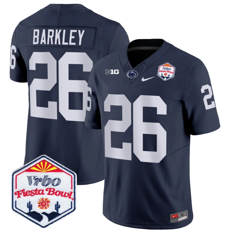 Saquon Barkley Jersey #26 Penn State 2024 Fiesta Bowl Patch Navy by My Store