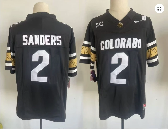 Shadeur Sanders Jersey #2 Colorado Buffaloes Football Black Home Alternative 2 by My Store