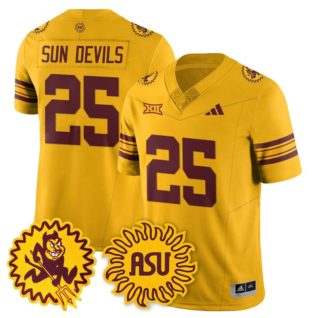 Sun Devils Jersey #25 Arizona State 1975 Throwback Uniform Stitched Gold by My Store NCAA Football Jerseys