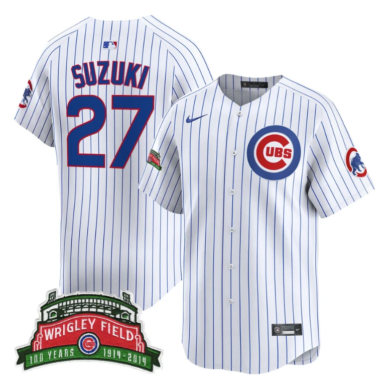 Seiya Suzuki Jersey #27 Chicago Cubs Wrigley Field Style Vapor Premier Limited Stitched Pinstripe by My Store