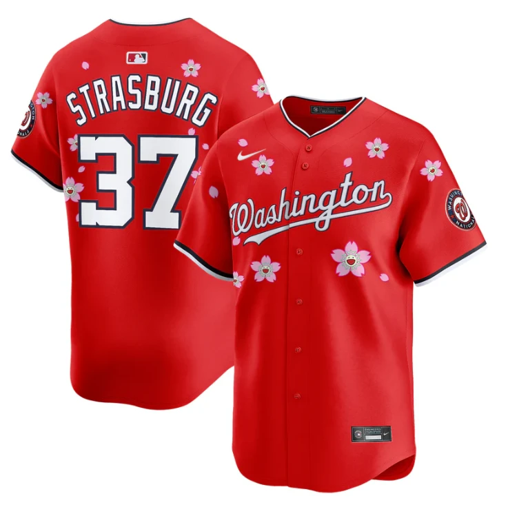 Stephen Strasburg Jersey #37 Washington Nationals Cherry Blossom Vapor Premier Limited Stitched Red by My Store