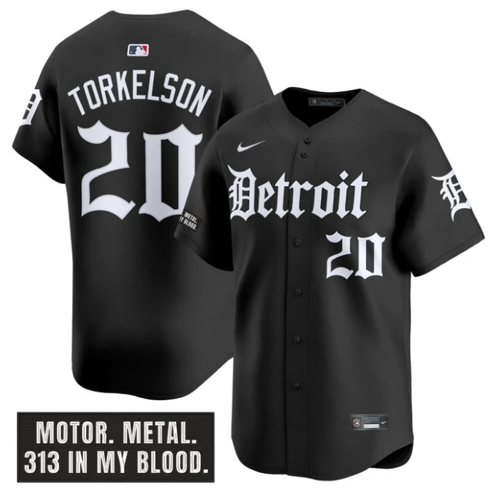 Spencer Torkelson Jersey #20 Detroit Tigers Motor Gothic Edition Vapor Limited Stitched Black by My Store