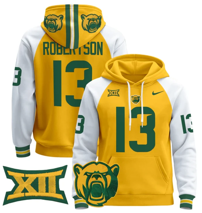 Sawyer Robertson Hoodie #13 Baylor Bears 2024 Pullover Stitched by Hoodie Pullover
