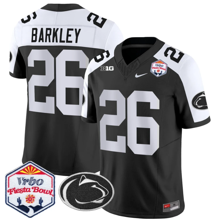 Saquon Barkley Jersey #26 Penn State 2024 Fiesta Bowl Patch Black Alternate by My Store