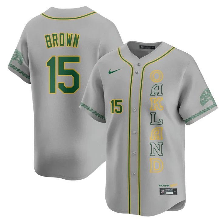 Seth Brown Jersey #15 Oakland Athletics City Connect Concept Stitched Gray by My Store