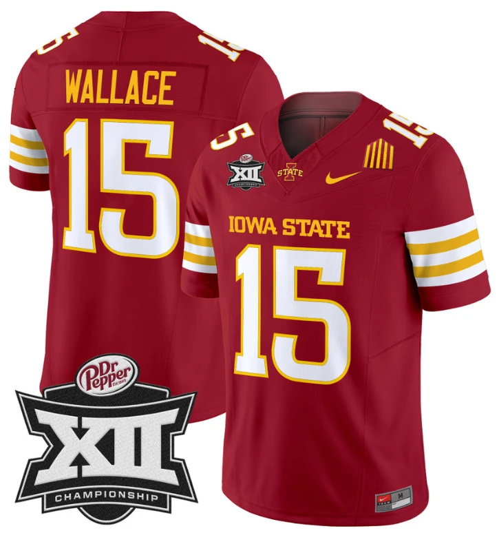 Seneca Wallace Jersey #15 Iowa State 2024 Championship Patch Vapor Cardinal by My Store