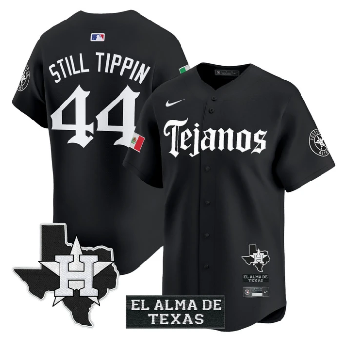 Still Tippin Jersey #44 Houston Astros Mexico Tejano Barrio Style Vapor Limited Stitched Black by My Store