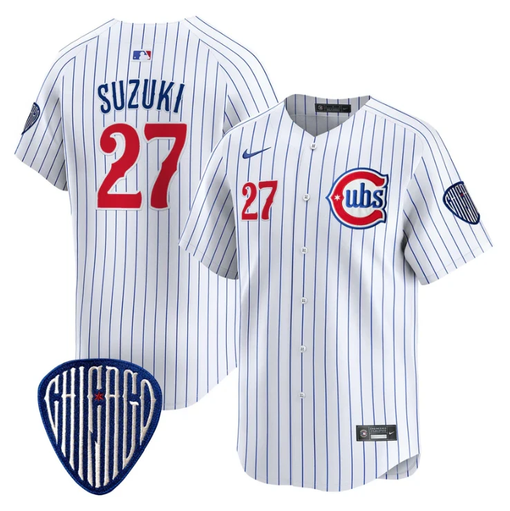Seiya Suzuki Jersey #27 Chicago Cubs Blue Alternate Vapor Premier Limited Stitched Pinstripe by My Store