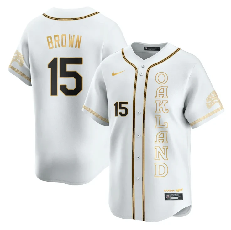 Seth Brown Jersey #15 Oakland Athletics City Connect Concept Stitched White Gold by My Store