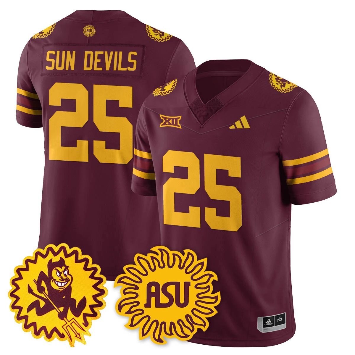 Sun Devils Jersey #25 Arizona State 1975 Throwback Uniform Stitched Maroon by My Store NCAA Football Jerseys