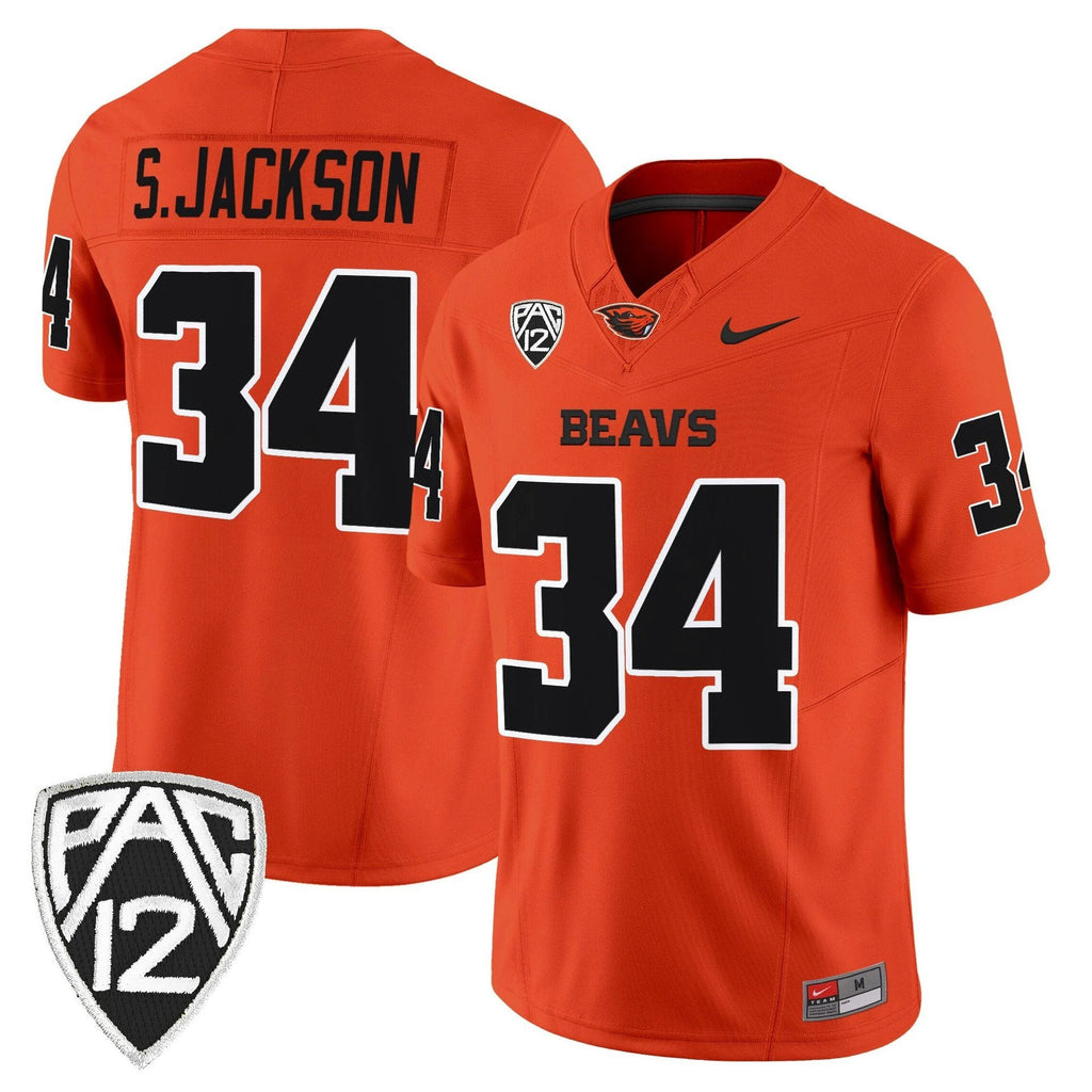 Steven Jackson Jersey #34 Oregon State Beavers 2025 Limited Stitched Orange by My Store NCAA Football Jerseys