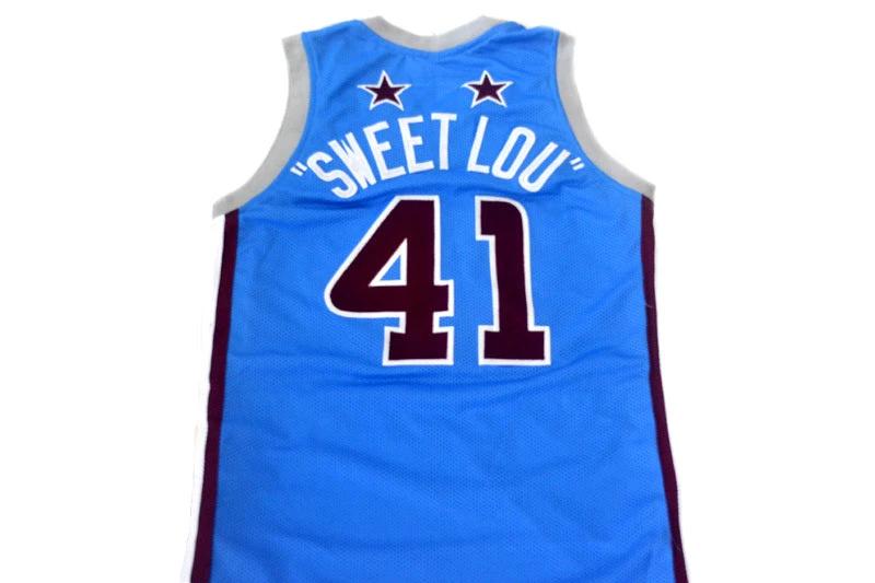 Sweet Lou Jersey #41 Harlem Globetrotters Basketball Light Blue by My store basketball