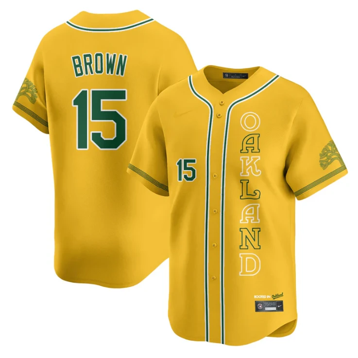 Seth Brown Jersey #15 Oakland Athletics City Connect Concept Stitched Yellow by My Store