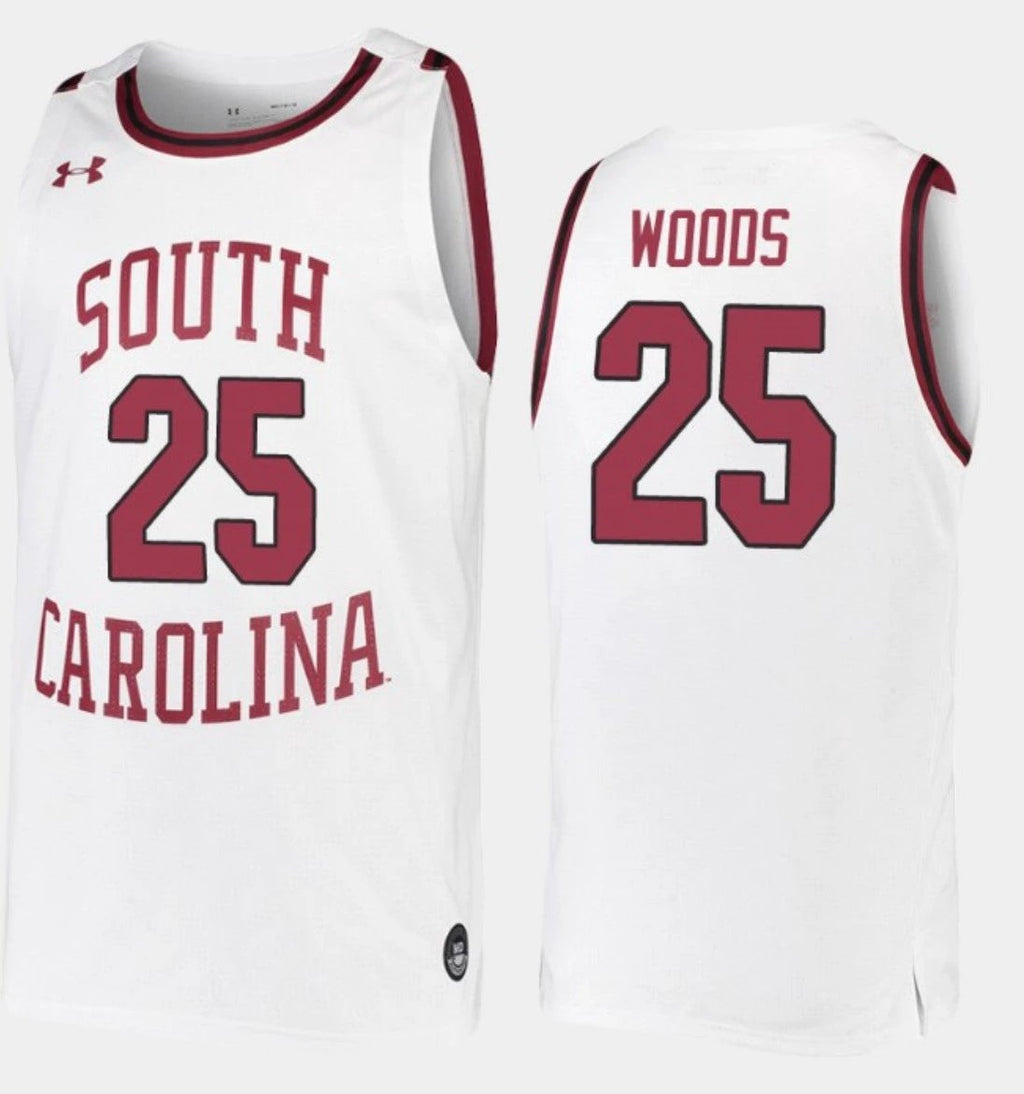Seventh Woods Jersey South Carolina Gamecocks College Basketball White Replica #25 by My store basketball